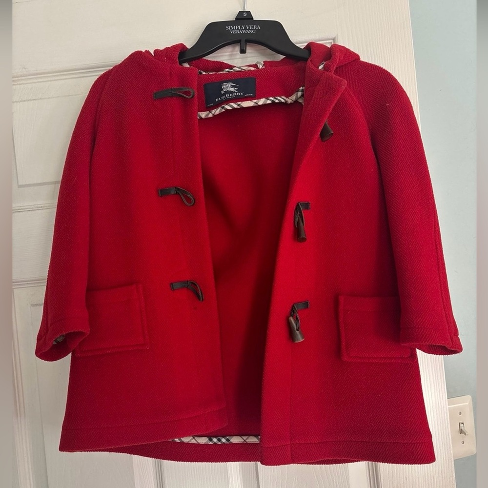 Girls Burberry Red Coat